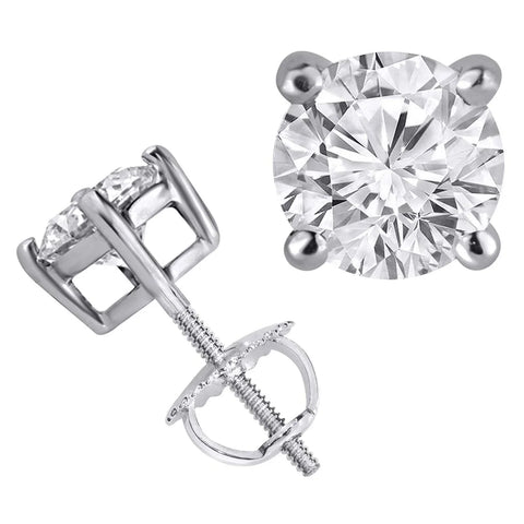 3.00DW Lab Diamond Solitare Earrings in 14K White Gold