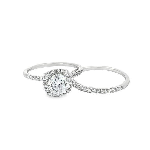 1.35TDW Lab Grown Diamond Bridal Set in 14K White Gold
