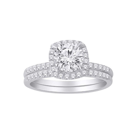 1.50TDW Lab Grown Diamond Bridal Set in 14K White Gold
