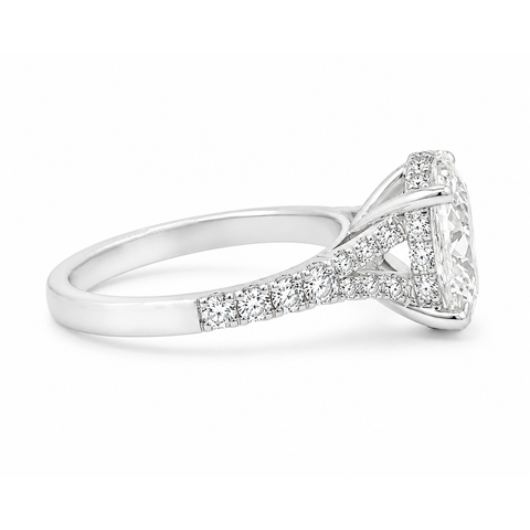 3.60TDW Lab Diamond Oval Engagement Ring in 14K White Gold