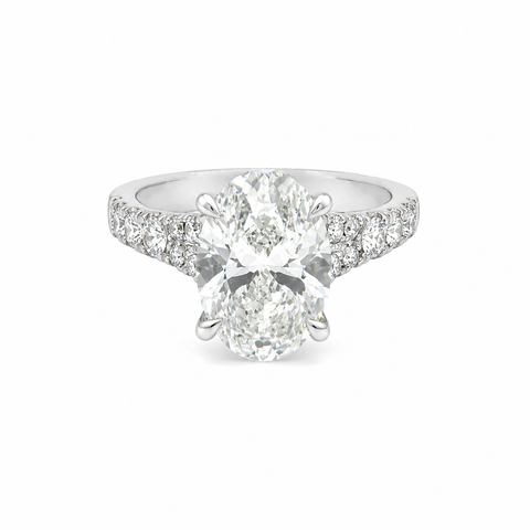 3.60TDW Lab Diamond Oval Engagement Ring in 14K White Gold
