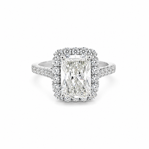 4.10TDW Lab Diamond Radiant 14K White Gold Engagement Ring