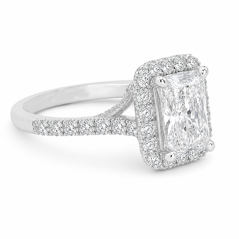 4.10TDW Lab Diamond Radiant 14K White Gold Engagement Ring