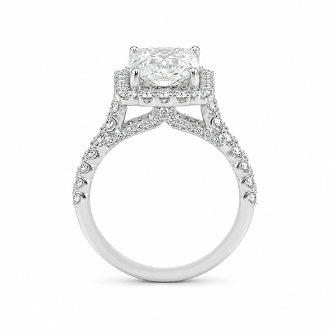 4.10TDW Lab Diamond Radiant 14K White Gold Engagement Ring