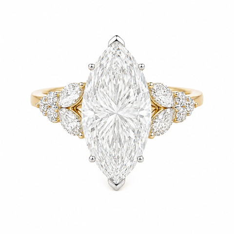 3.60TDW Lab Diamond Marquise Engagement Ring in 14K Yellow Gold