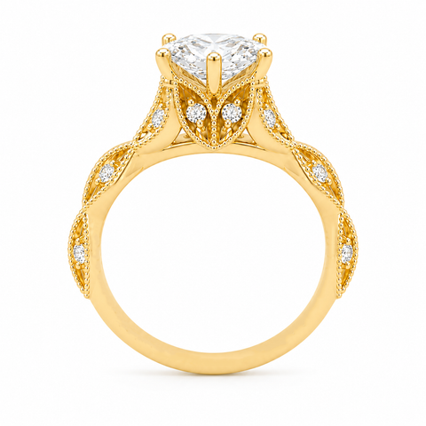 2.25TDW Lab Diamond Marquise 14K Yellow Gold Engagement Ring