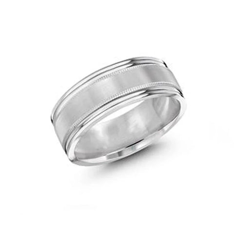 10, 14 Karat White Gold 8mm Fancy Hollow Wedding Band