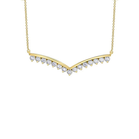 10K Yellow Gold 0.50TDW Diamond Illusion Set Necklace