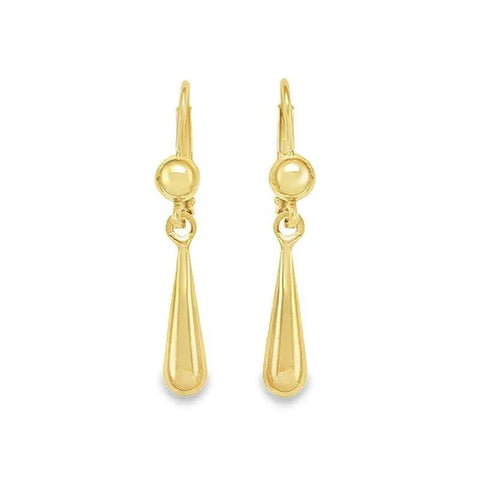 18K Yellow Gold High Polish Tear Drop Earrings