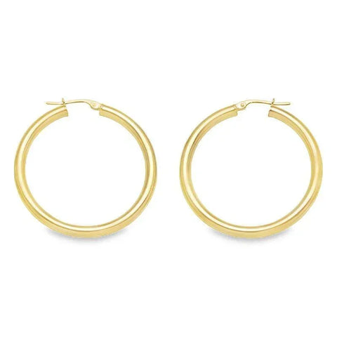 10K, 14K, 18K Yellow Gold 3mm Classic Hoop Earrings