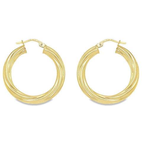 4MM Twisted Tube Hoop Earrings in 10K, 14K and 18K Yellow Gold