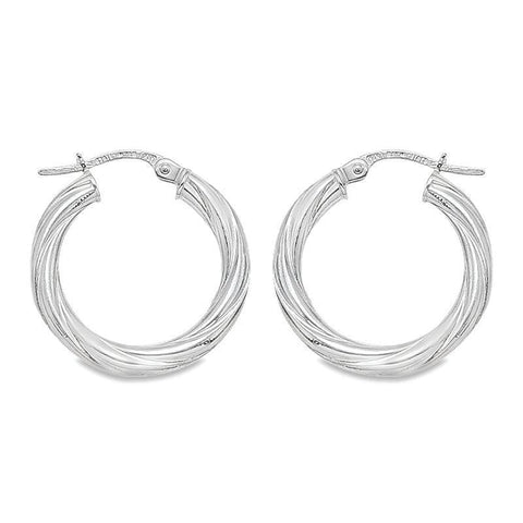 3mm Twisted Tube Hoop Earrings in 10K, 14K and 18K White Gold