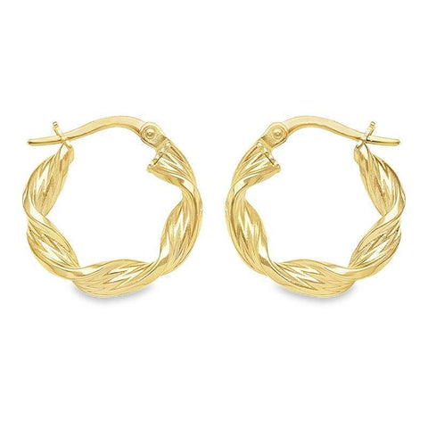 10K, 14K, 18K Yellow Gold 3.4 MM Twisted Hoop Earrings