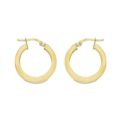 2.5 MM Square Tube Hoop Earrings In 10K, 14K and 18K Yellow Gold