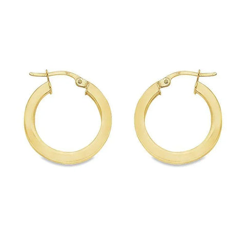 10K, 14K and 18K Yellow Gold 2.5 MM Square Tube Hoop Earrings