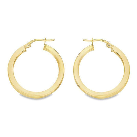 2.5 MM Square Tube 10K, 14K and 18K Yellow Gold Hoop Earrings