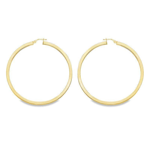 Square Tube 2.5 MM Hoop Earrings in 10K, 14K and 18K Yellow Gold