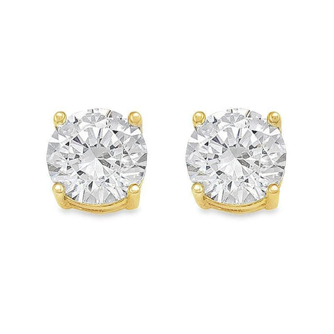 10K Yellow Gold 7mm CZ Stud Earrings