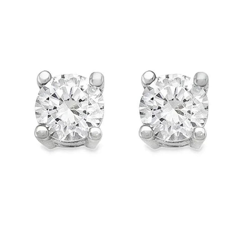 10K White Gold 4mm CZ Stud Earrings