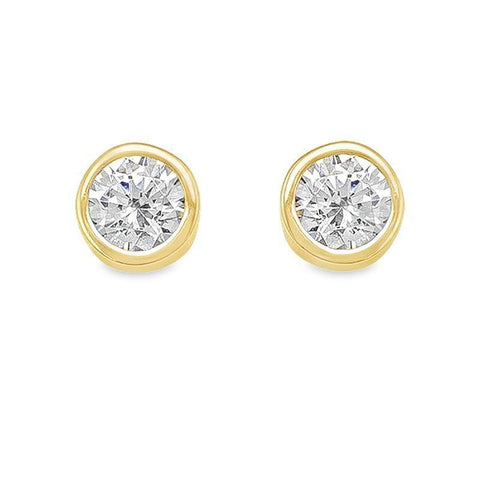 10k Yellow Gold 4mm CZ Bezel Stud Earrings