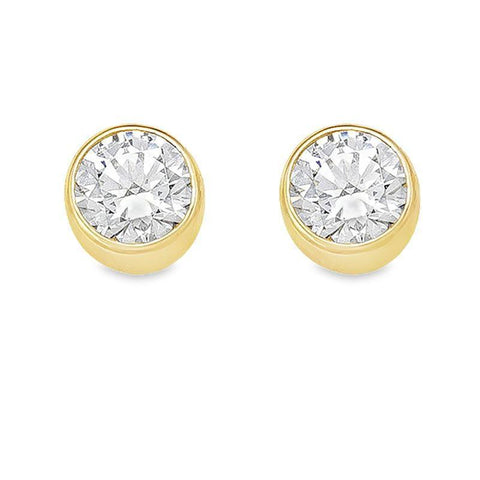 5mm CZ Bezel Stud Earrings in 10k Yellow Gold
