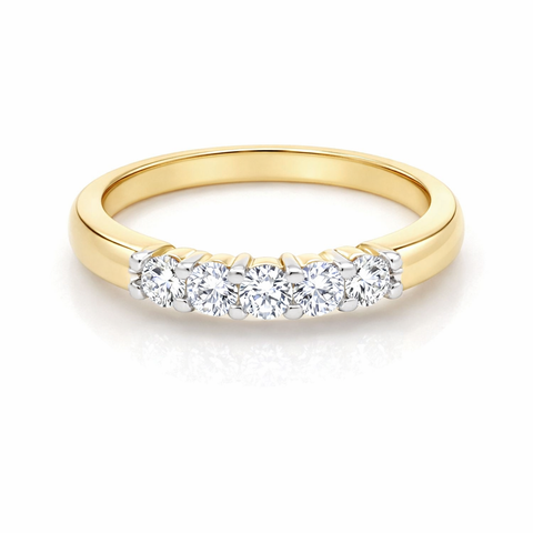 10K Yellow Gold 0.25TDW Lab Grown Diamond 5 Stone Band