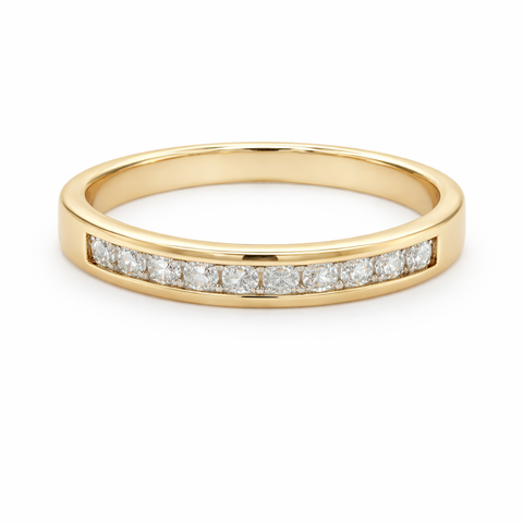 0.20TDW diamond Comfort fit Anniversary & Wedding Band in 10K Yellow Gold