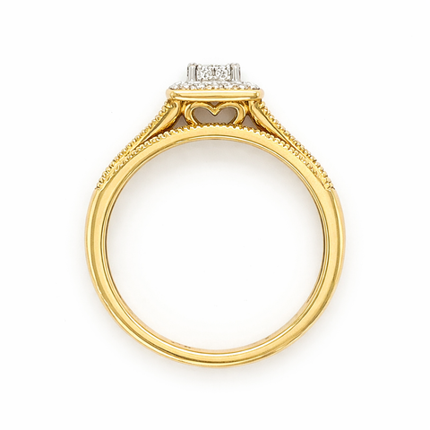 10K Yellow Gold 0.25TDW Diamond Bridal Set with Halo Design