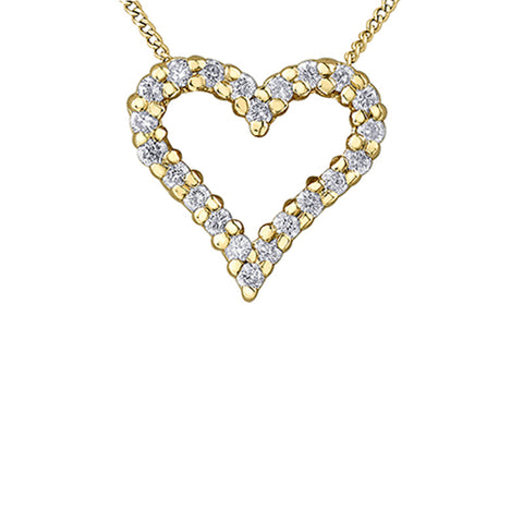 10K Yellow Gold 0.12CT Diamond Heart Pendant