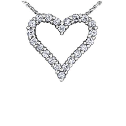 0.50TDW Diamond Heart Pendant in 10K White Gold