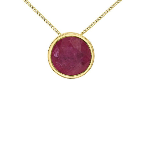 10K Yellow Gold 5mm Ruby Pendant with Chain