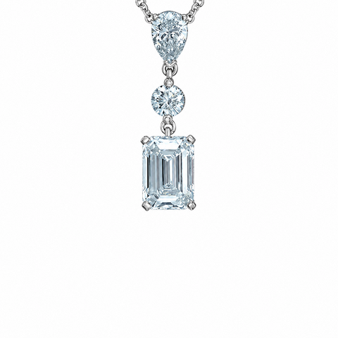 2.00TDW Lab Grown Diamond Emerald Cut Drop Pendant in 14K White Gold