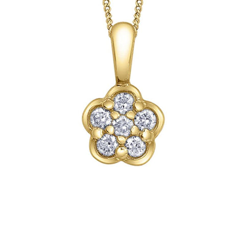 10K Yellow Gold 0.12TDW Diamond Floral Pendant