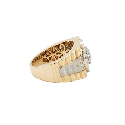 14K Yellow & White Gold 1.00TDW Watch Band Style Mens Ring