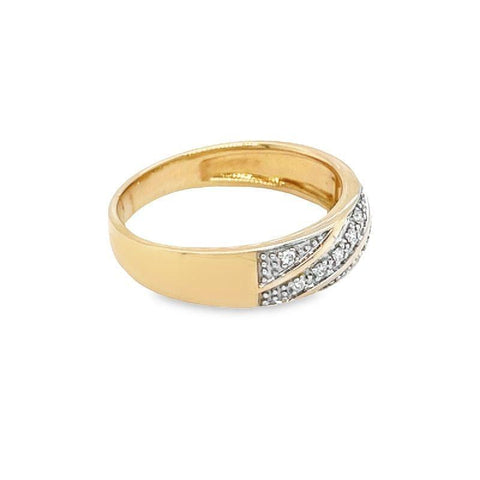 10K Yellow Gold 0.10TDW Men's Diamond Prong Set Wedding Band