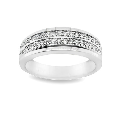 0.50TDW Diamond Mens Wedding Band in 10K White Gold