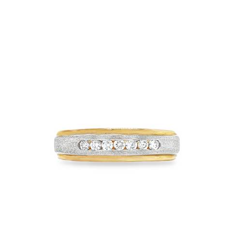 Solid 10K Two Tone Gold Women's Round Diamond Wedding Anniversary Band With 0.15TDW