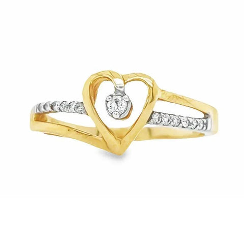 0.09 Carat Diamond Solitaire Heart Ring In 10K Yellow Gold