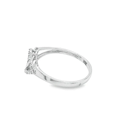 10K White Gold 0.10CT Women's Diamond Double Heart Ring