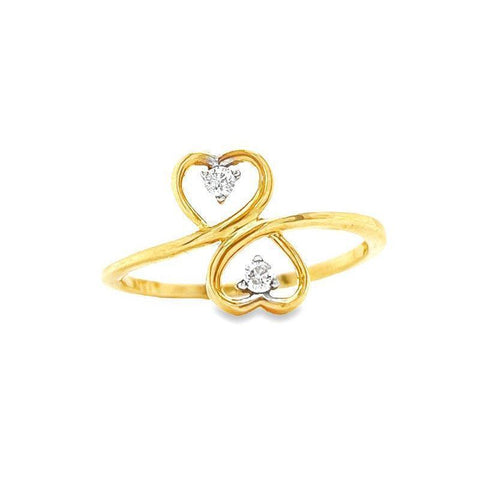 10K Yellow And White Gold 0.06Ct TDW Diamond Heart Ring
