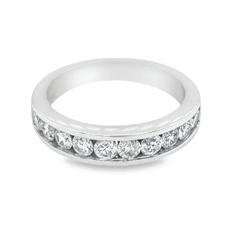 14K White Gold 1.00CT Ten Diamond Anniversary Band