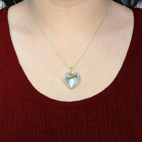 10K Yellow And White Gold Heart Locket