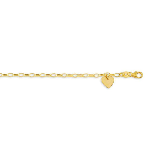 10K Yellow Gold Heart Shape Dangle Baby Bracelet