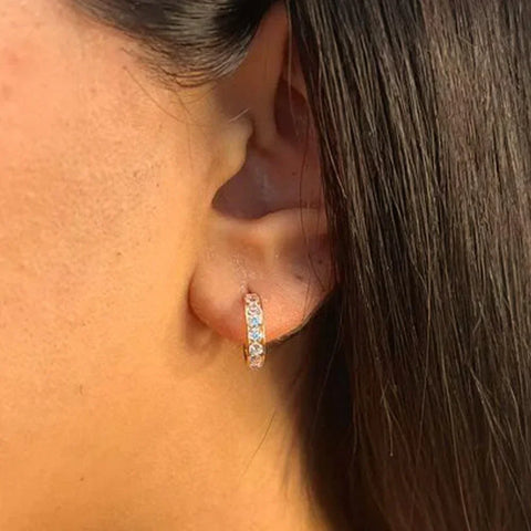 14K Yellow Gold Huggies With Cz