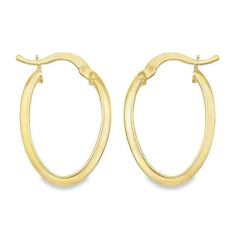 Oval Knife Edge Hoop Earrings in 10K and 14K Yellow Gold