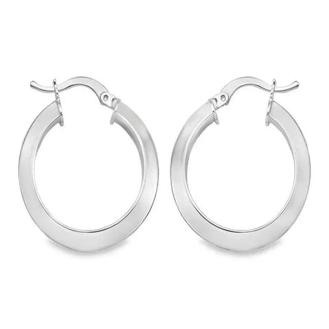 Knife Edge Hoop Earrings in 14K White Gold