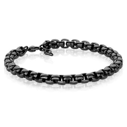 Stainless Steel Gunmetal IP 4.5mm Round Box Bracelet – Adjustable 8–8.5