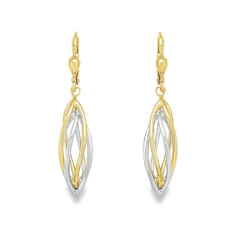 10K White and Yellow Gold Fancy Drop Earrings