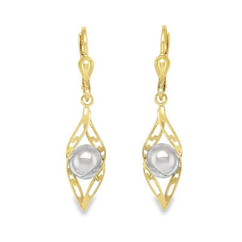 10K Yellow, White Gold Fancy Drop Earrings