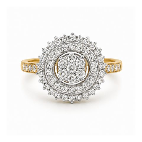 10K Yellow Gold 1.00TDW Diamond Dazzler Ring